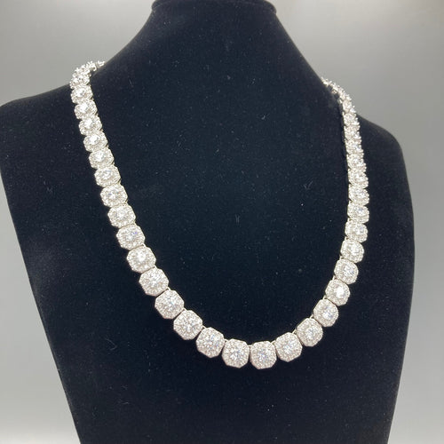 Collier Tennis Clustered CZ Plaqué Or