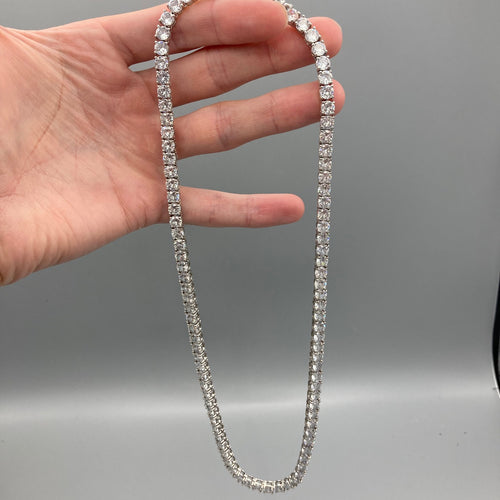 Collier Tennis Rond CZ Plaqué Or - 5mm