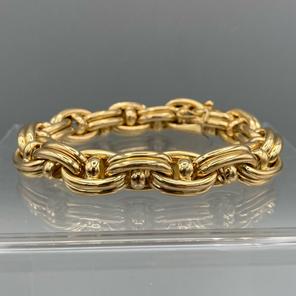Bracelet Style Vintage Maillon Or Avec Pampille Et Ancre – Bon état – Occasion