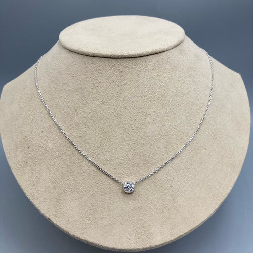 Pendentif diamant brillant rond personnalisé sur chaîne italienne en or 14 carats