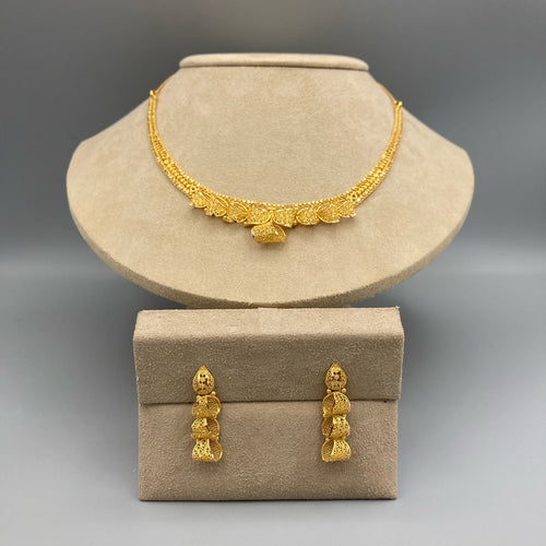 21k Yellow Gold Artisanal Filigree Necklace and Earring Set (CAN BE SOLD SEPARATELY)