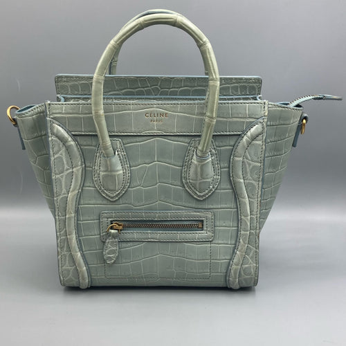 Celine Paris Nano Luggage Bag Tote In Crocodile Skin