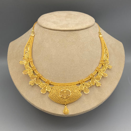 Collier artisanal indien fait main en or jaune 21 carats