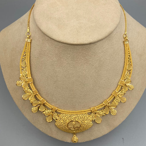 Collier artisanal indien fait main en or jaune 21 carats