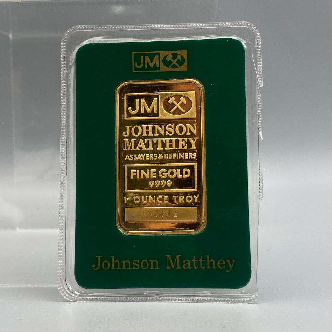 Lingot d'or fin Johnson Matthey d'une once troy 9999