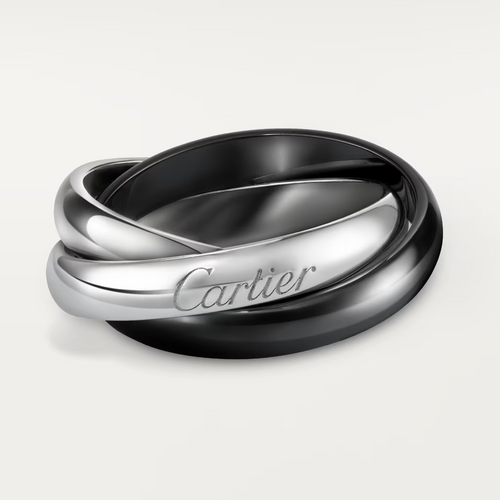Cartier Trinity Rolling Ring White Gold & Black Ceramic