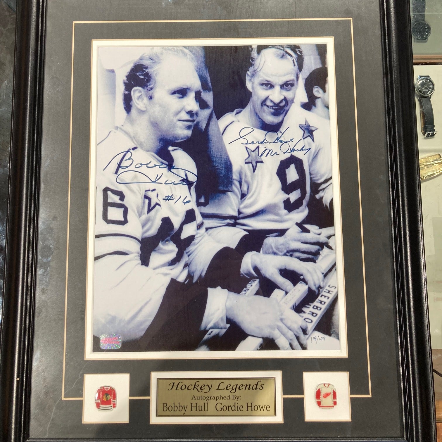 Signed Bobby Hull and Gordie Howe Photo - Autograph Authentic