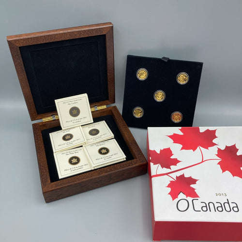 Royal Canada Mint 2013 5$ Pure Gold Coins Set Orca Wolf Beaver Polar Bear Caribou