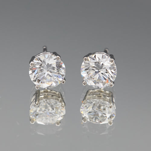 White Gold Round Brilliant Cut Diamond Stud Earrings Lab Grown