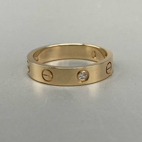 Gold Cartier Love Wedding Band with 1 Diamond