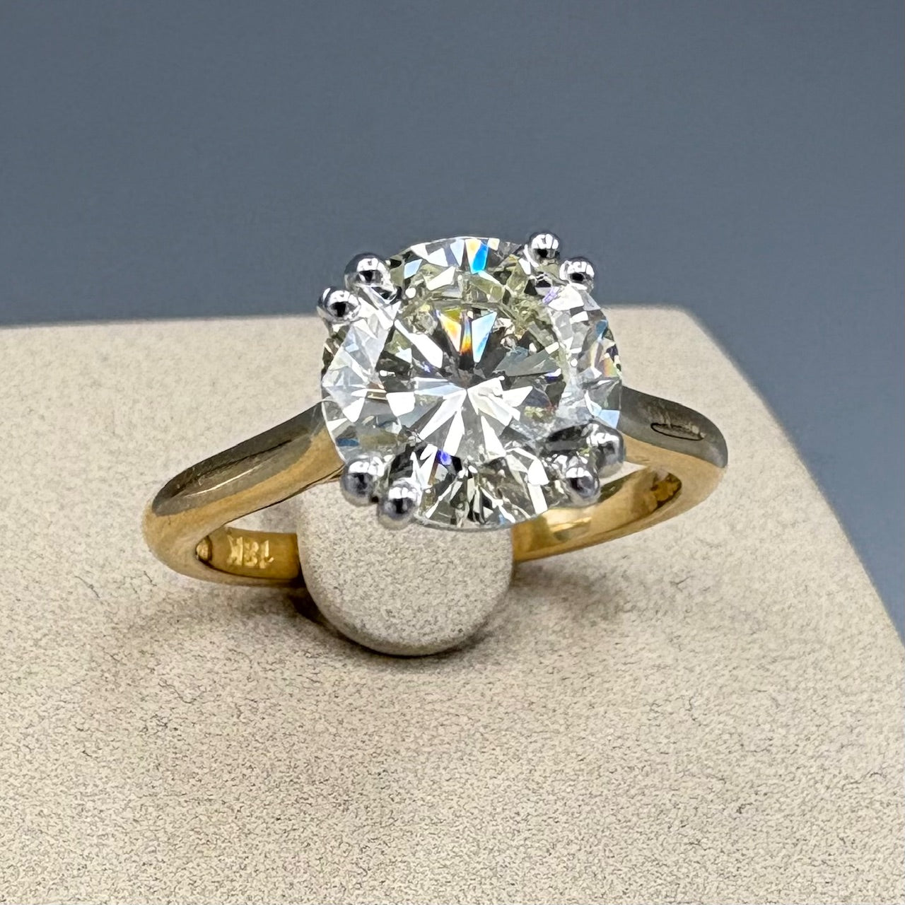 Bague de fiançailles en or 18 carats avec diamant naturel taille ronde J SI1 de 2,15 carats