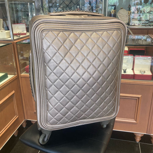 Chanel Metallic Caviar Quilted Coco Case Trolley Bronze