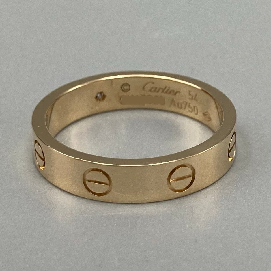 Gold Cartier Love Wedding Band with 1 Diamond