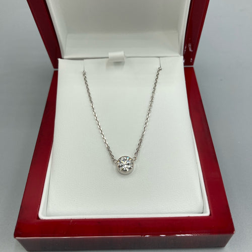 Pendentif diamant brillant rond personnalisé sur chaîne italienne en or 14 carats