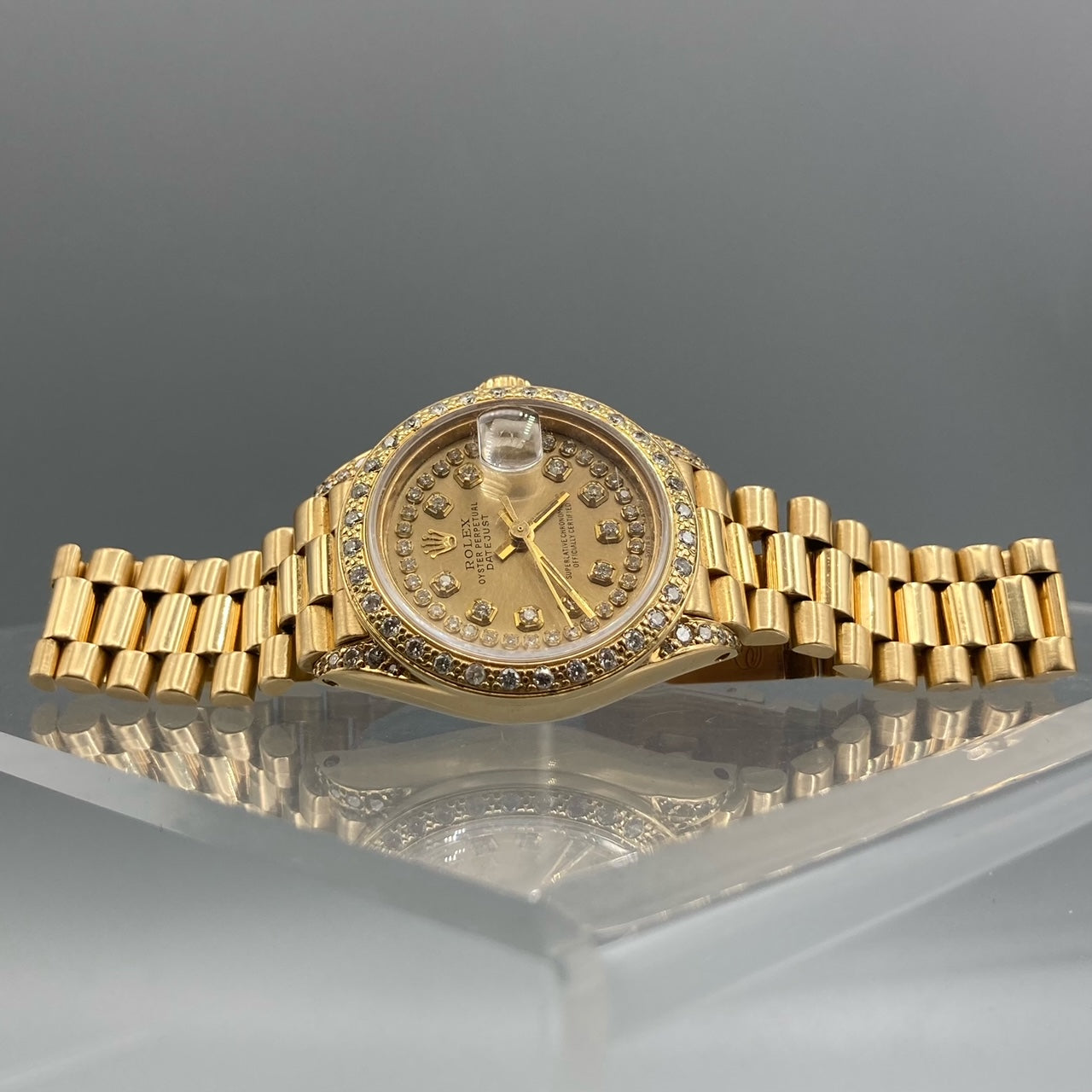 Montre Rolex Datejust President pour femme en or jaune 18 carats 6917