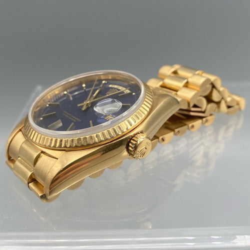 Rolex Day-Date President Montre en or jaune 18 carats avec cadran bleu 36 mm 18038