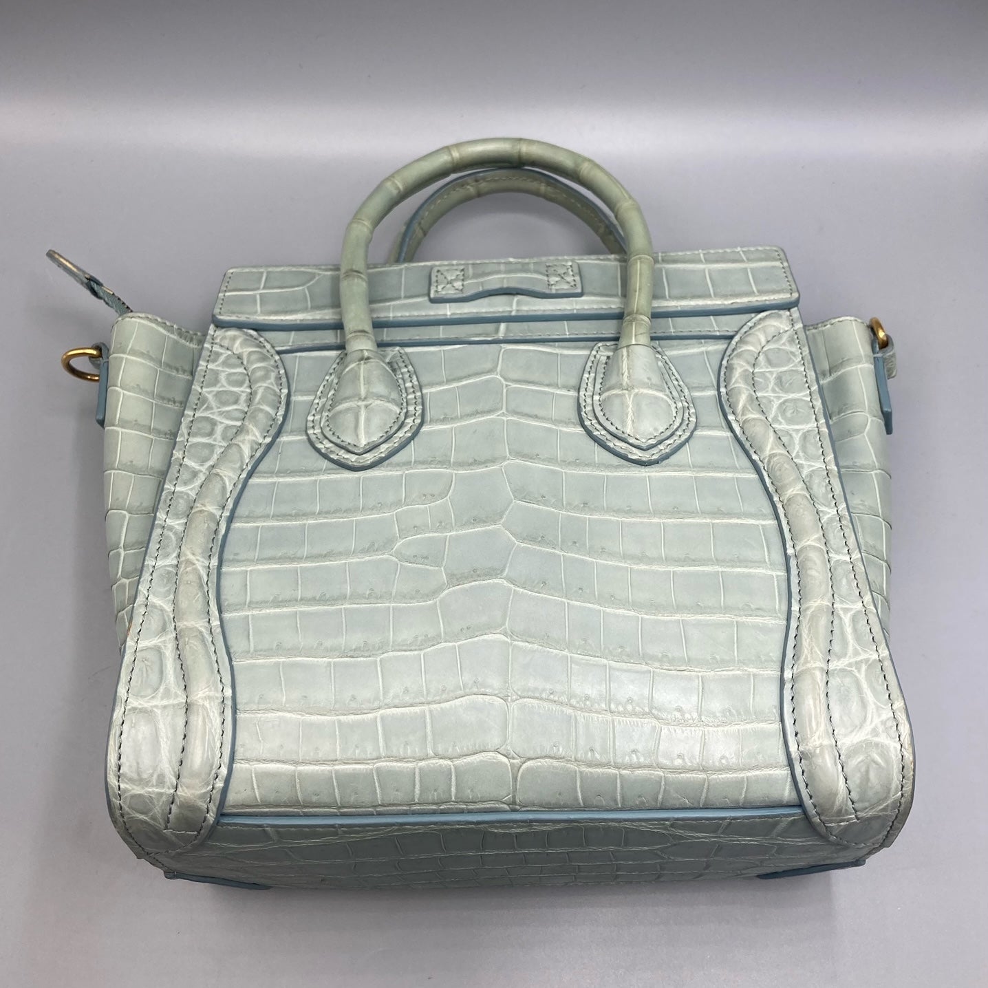 Celine Paris Nano Luggage Bag Tote In Crocodile Skin