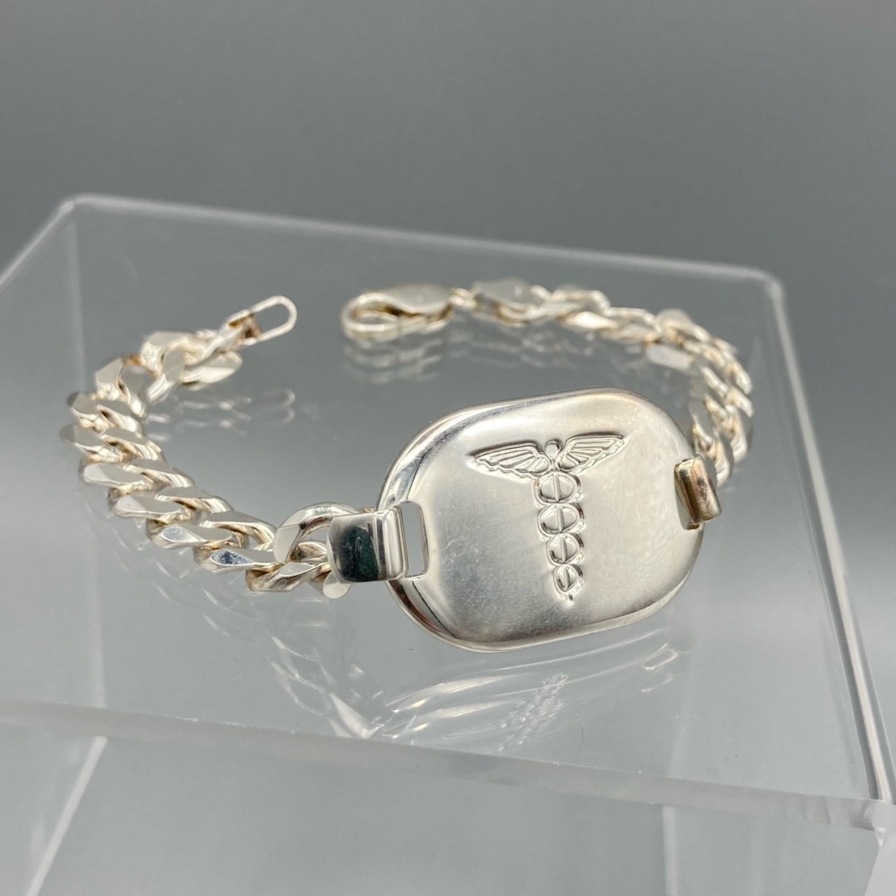 Solid Heavy Sterling Silver Medic Alert Bracelet with Custom Engraving Included