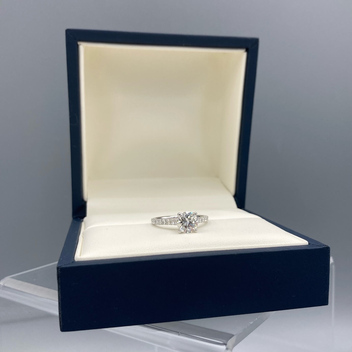 1.26 Carat F SI2-I1 Round Brilliant Natural Diamond Engagement Ring 18k White Gold