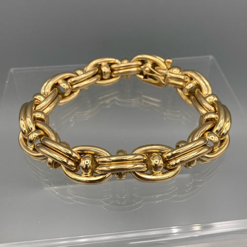 Vintage Caplain Paris Anchor Link Bracelet in 18k Yellow Gold