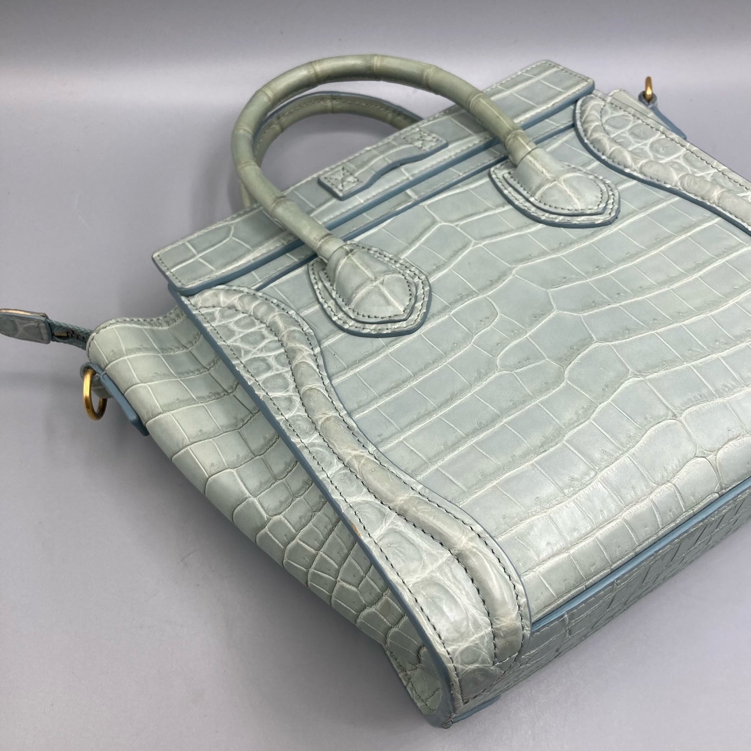 Celine Paris Nano Luggage Bag Tote In Crocodile Skin