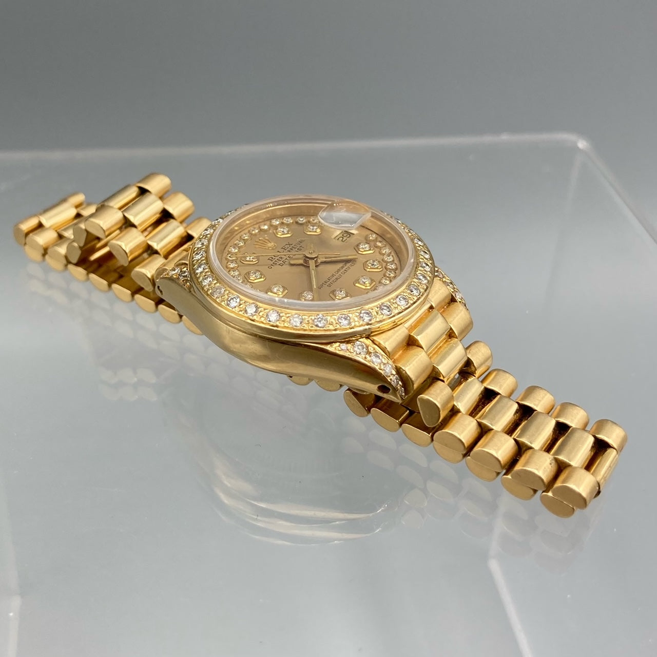 Montre Rolex Datejust President pour femme en or jaune 18 carats 6917