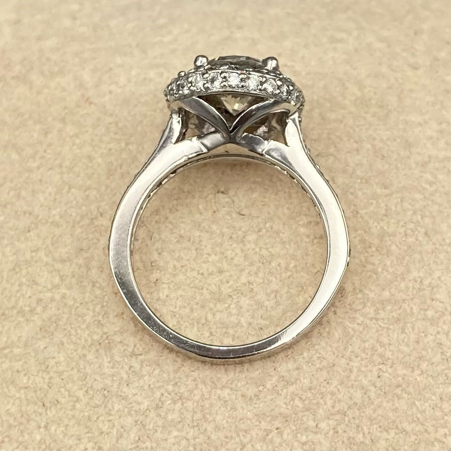 1.40 Carat I Colour I1 Clarity Round Brilliant Natural Diamond Engagement Ring 18k White Gold