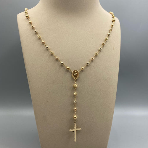 Collier chapelet en or véritable 18 carats, 23 pouces, Crucifix de Jésus