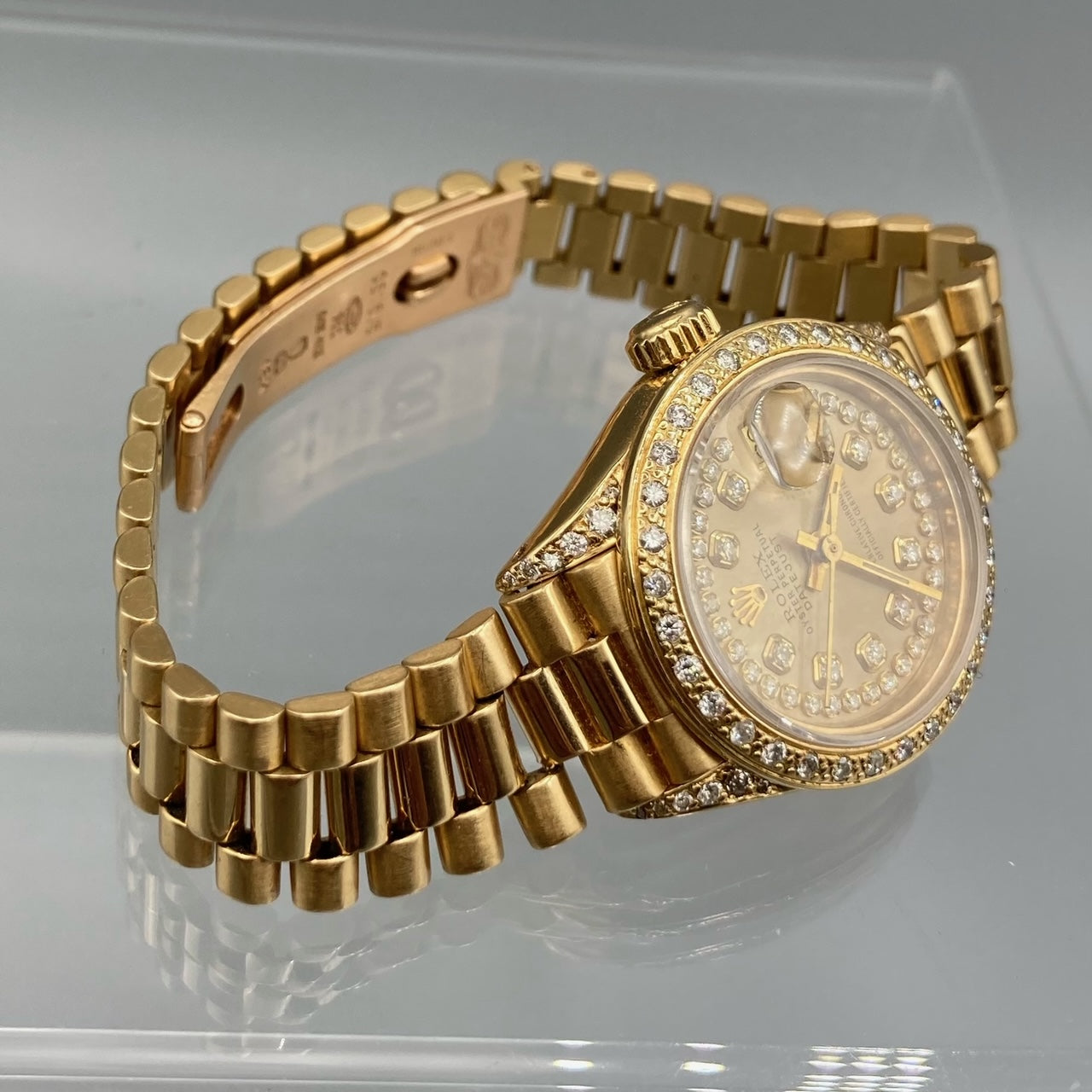 Montre Rolex Datejust President pour femme en or jaune 18 carats 6917