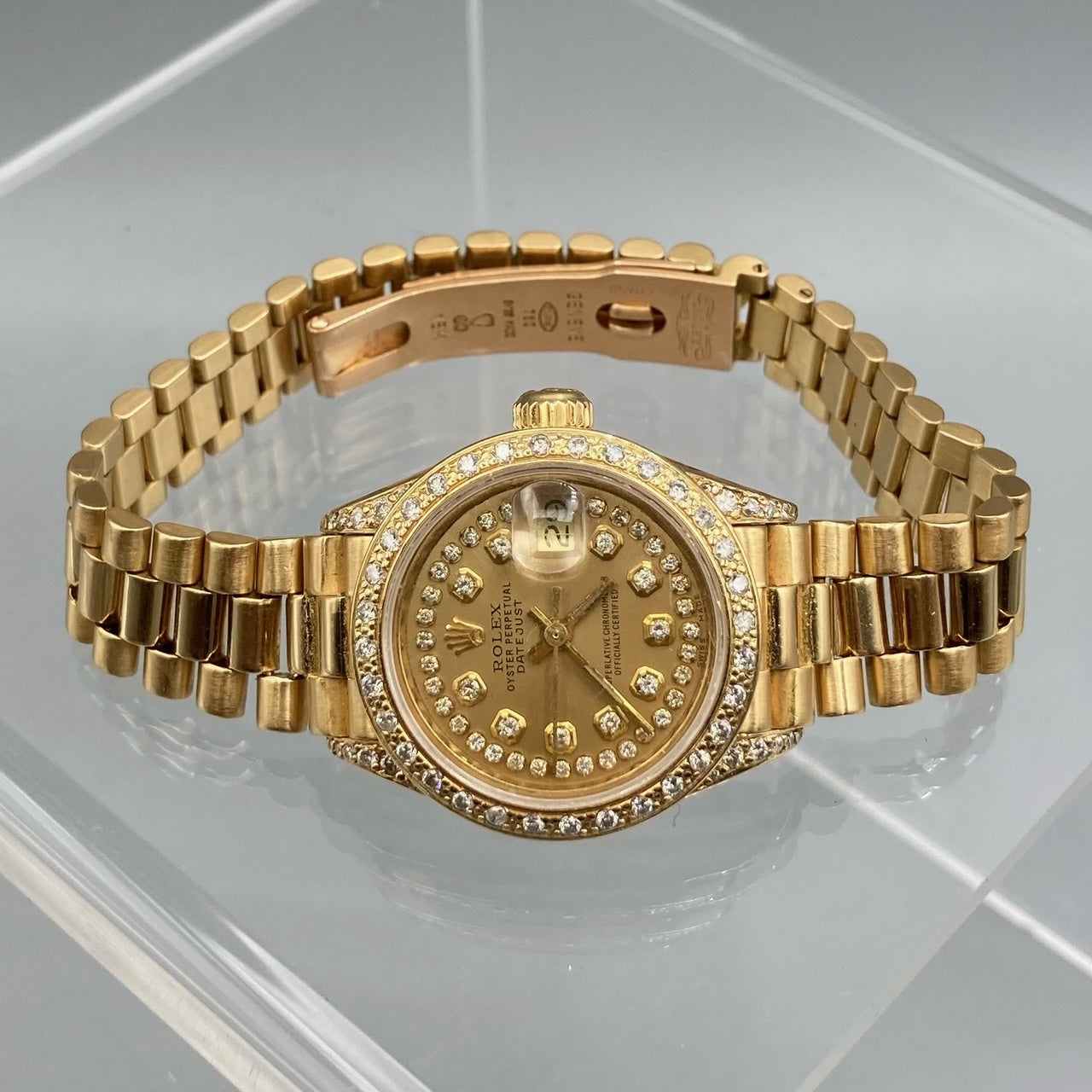 Montre Rolex Datejust President pour femme en or jaune 18 carats 6917