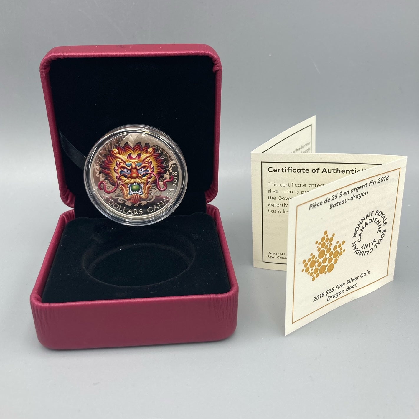 2018 $25 Dragon Boat - Pure Silver Coin