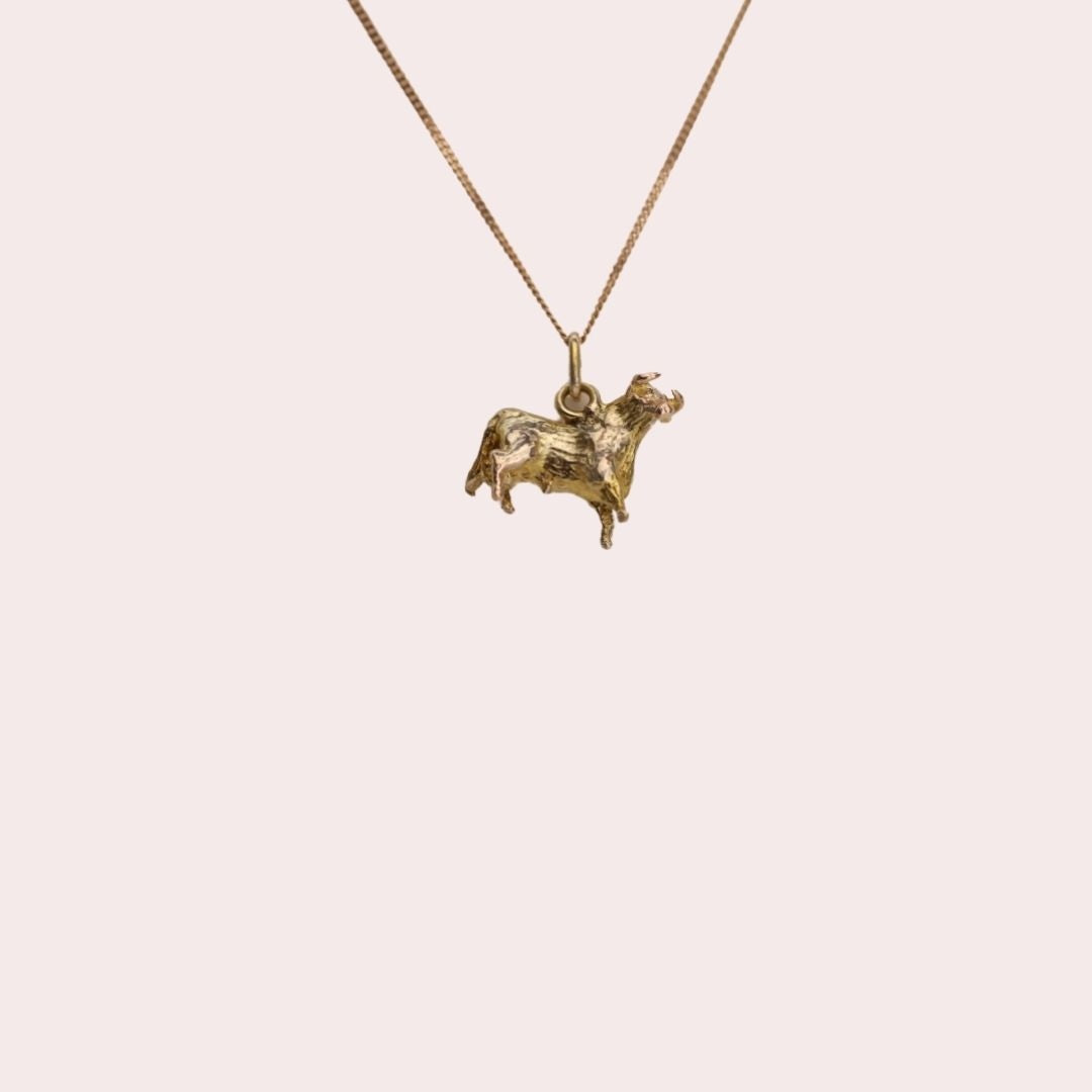 Taurus Gold Zodiac Pendant "Standing Bull" in 10k