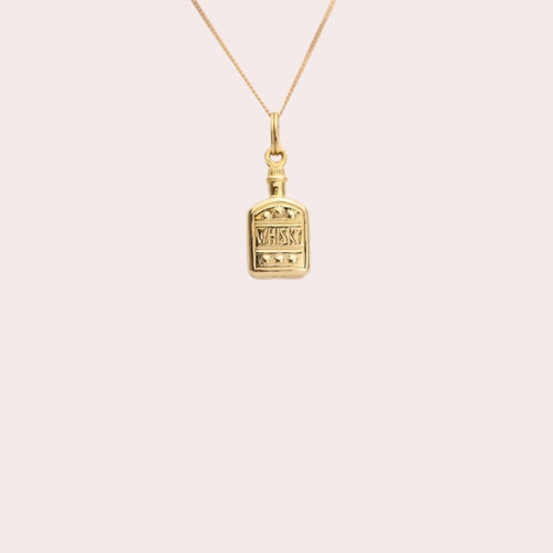 Vintage Whiskey Bottle Charm in 14k Gold