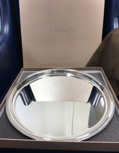 Christofle Large Silver Plated Christofle MALMAISON Round Tray