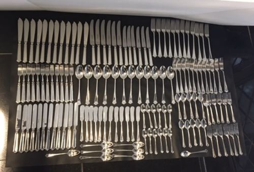 Sterling Elkington & Co Flatware 149 Pieces in Trefoil Pattern Ellington Birming