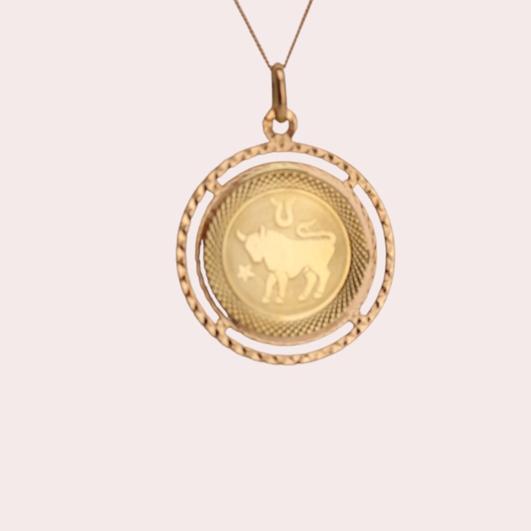 Taurus Gold Zodiac Pendant in 10k