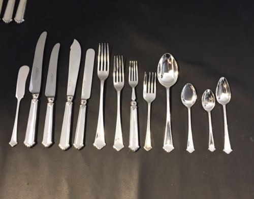 Sterling Elkington & Co Flatware 149 Pieces in Trefoil Pattern Ellington Birming