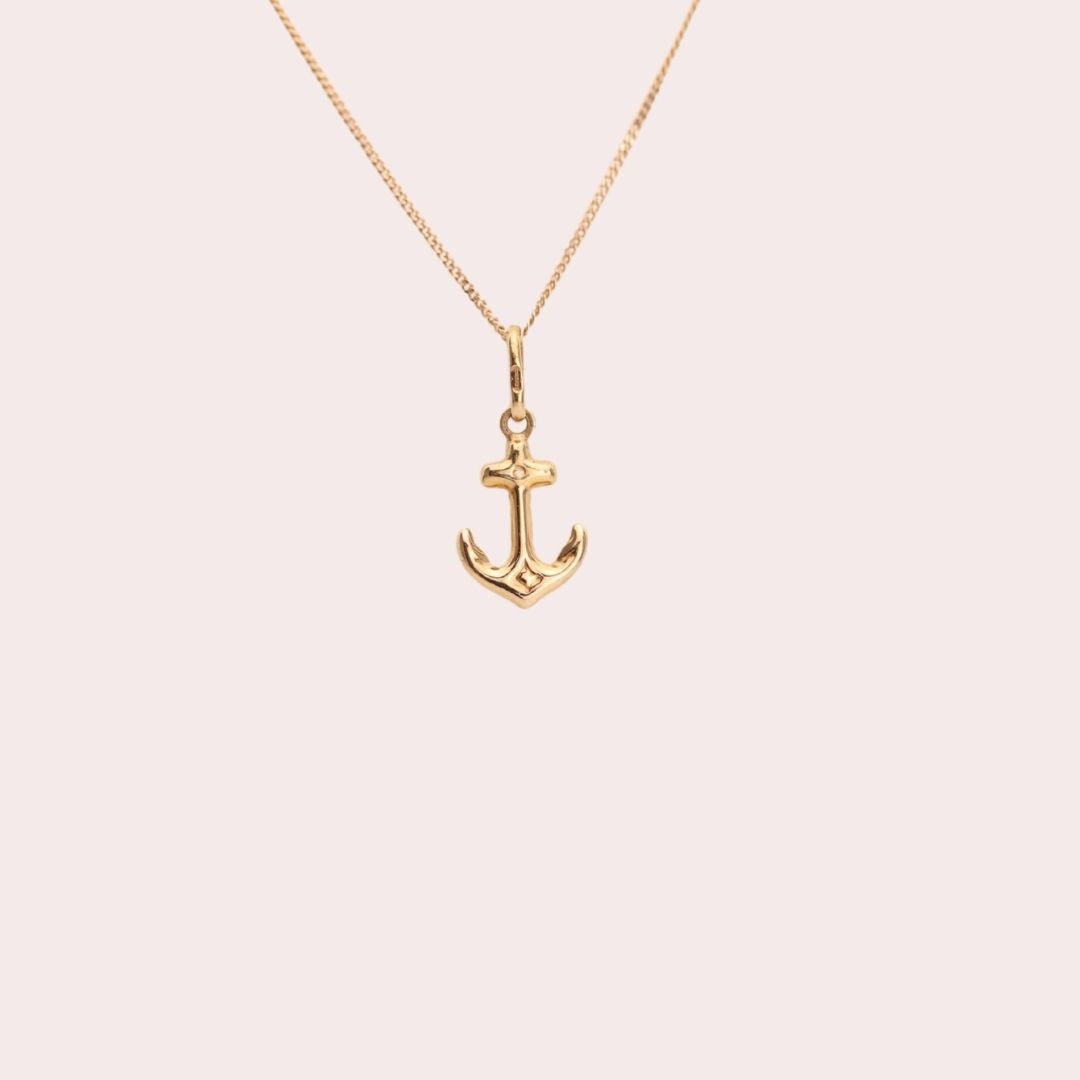 Small Vintage Anchor Charm in 10k Gold