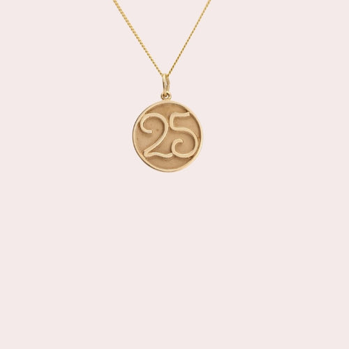 Vintage No. 25 Charm 14k Gold