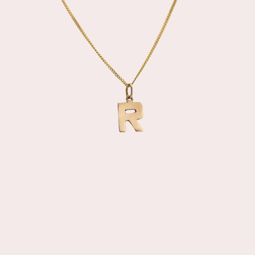 Vintage Letter R Pendant 10K Gold