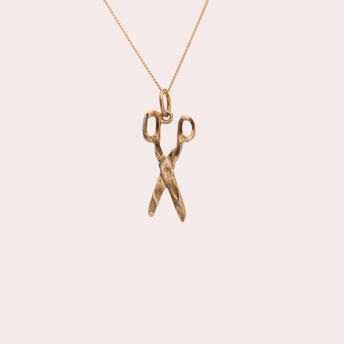 Hair Dressers Scissors Pendant in 10k Gold