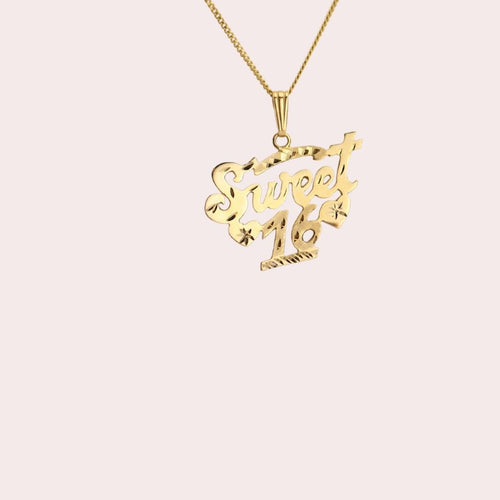 Pendentif Sweet 16 Vintage en Or 14K