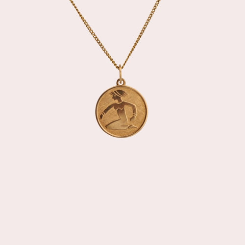 Virgo Gold Vintage Zodiac Pendant in 14k