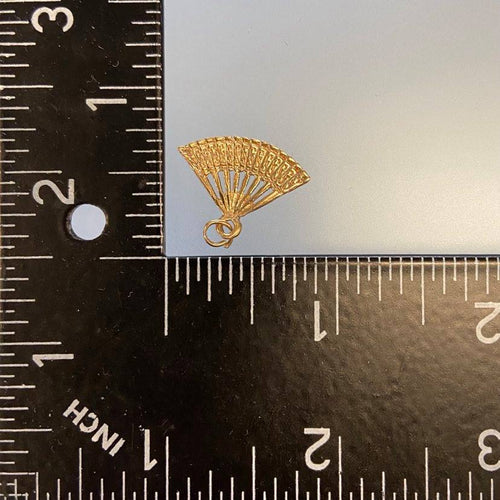 Vintage Folding Fan Charm Pendant in 14k Gold