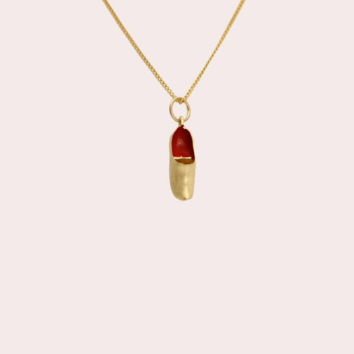 Vintage Dutch Shoe Charm in 14k Gold with Red Enamel