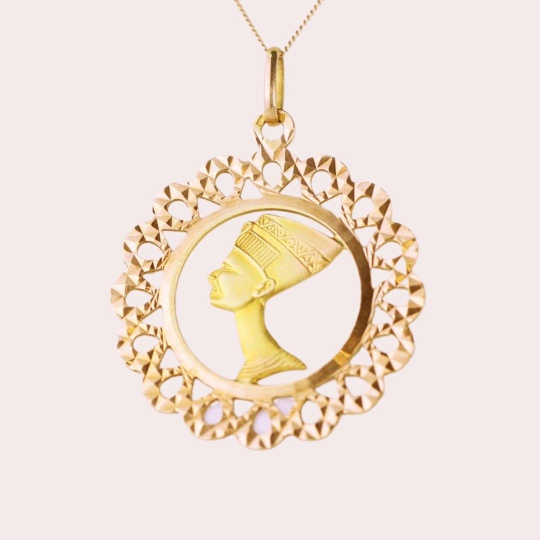 Vintage Cleopatra Pendant in 10k Yellow Gold