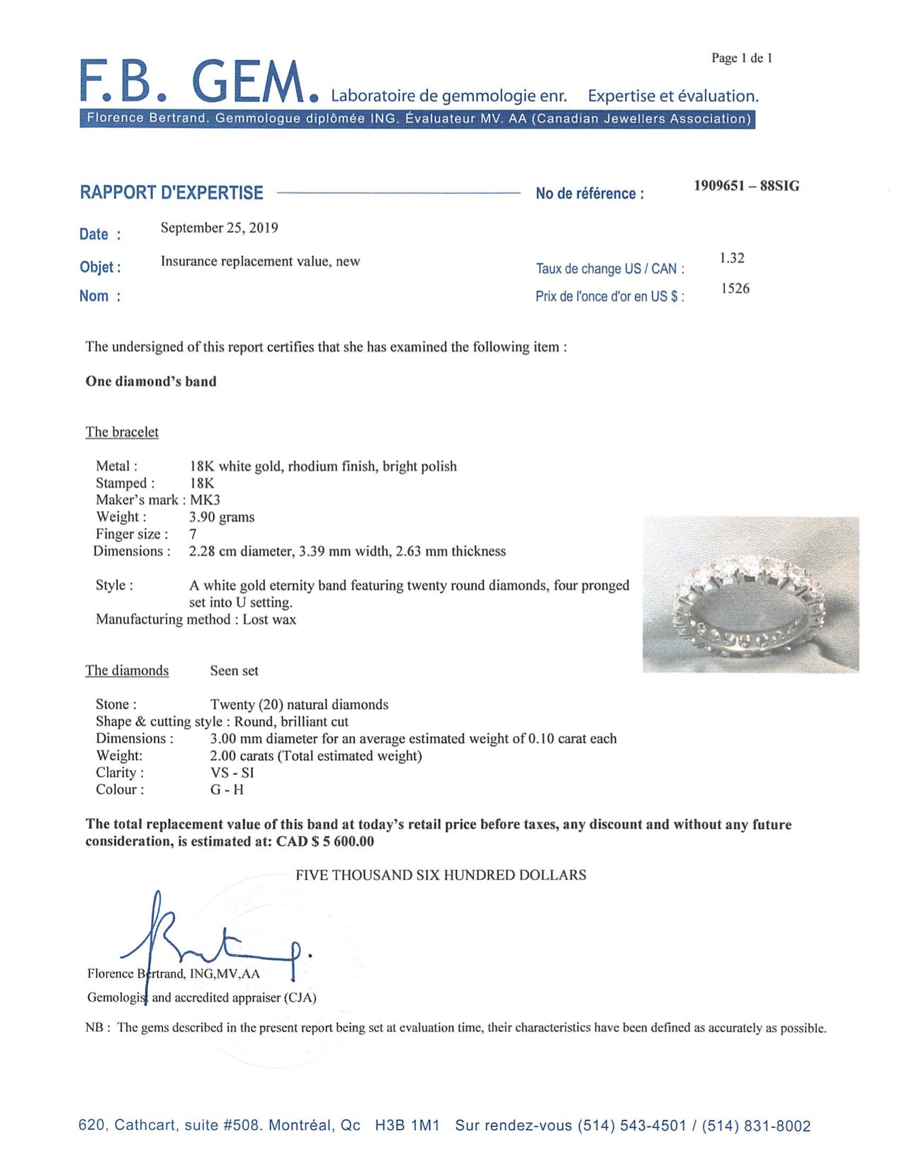 Anneau d'éternité en diamant taille brillant rond avec 20 diamants sertis dans de l'or blanc 18 carats