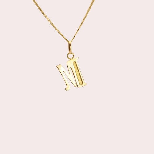 Vintage Letter M Pendant 14K Gold