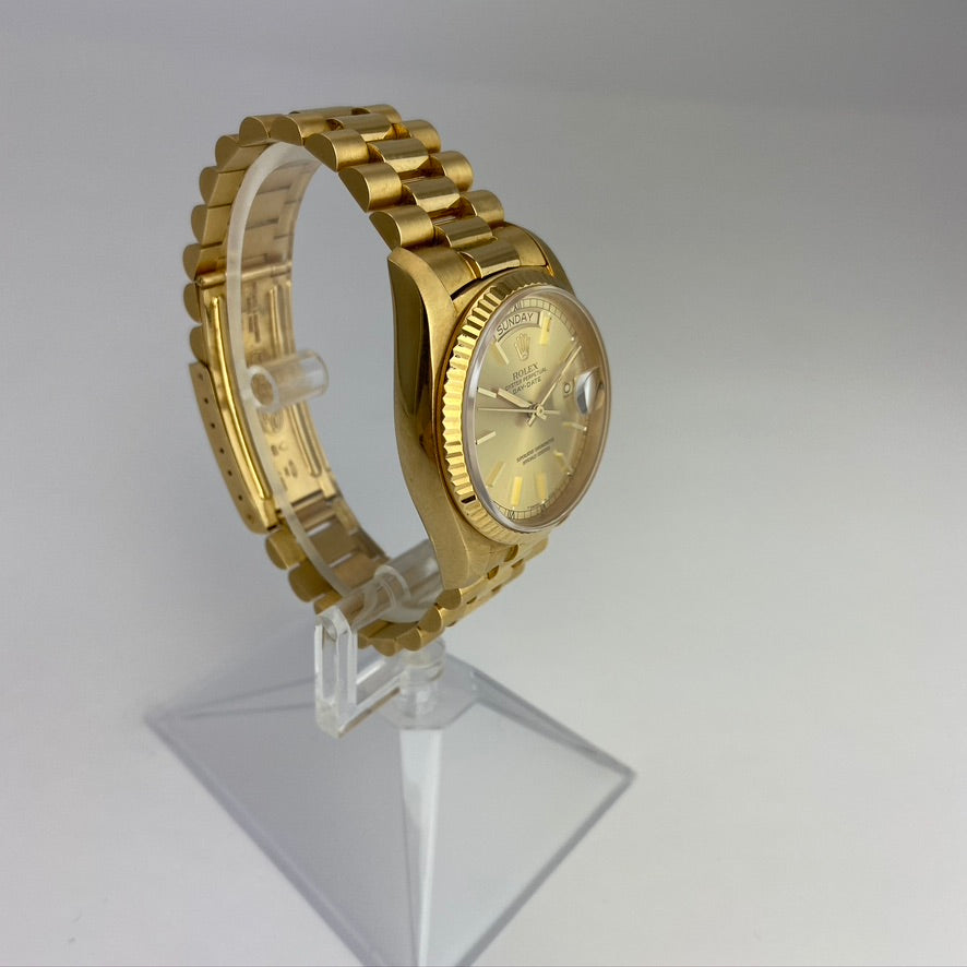 Rolex President Day-Date Champagne Dial 18038 18k Yellow Gold