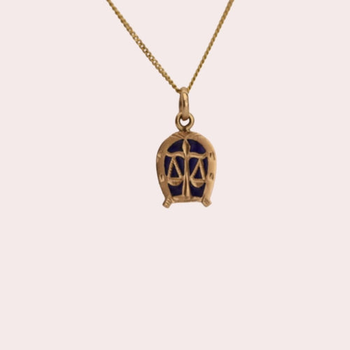 Libra Gold Vintage Zodiac Pendant in 14k